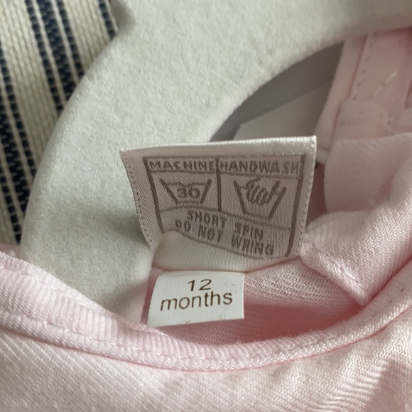 Pretty Originals Dungarees Overalls Set Pink Cream 12mo NWT - Picture 10 of 11